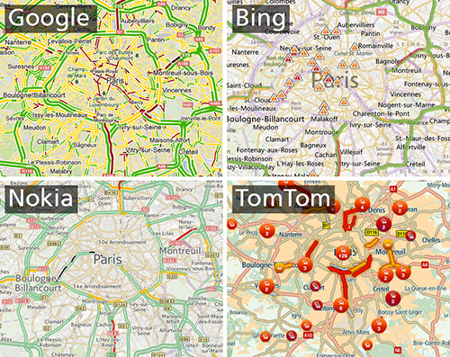 Examples of existing traffic maps.